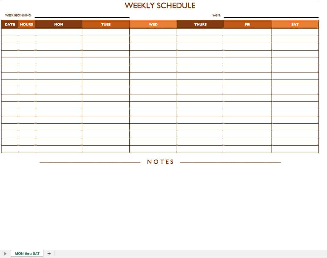 Free Printable Work Schedule Template