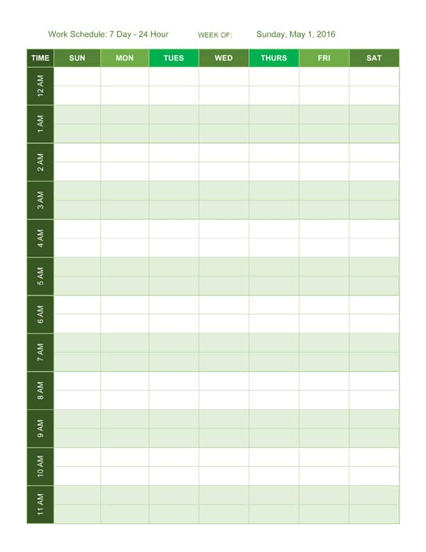 Free Work Schedule Templates For Word And Excel