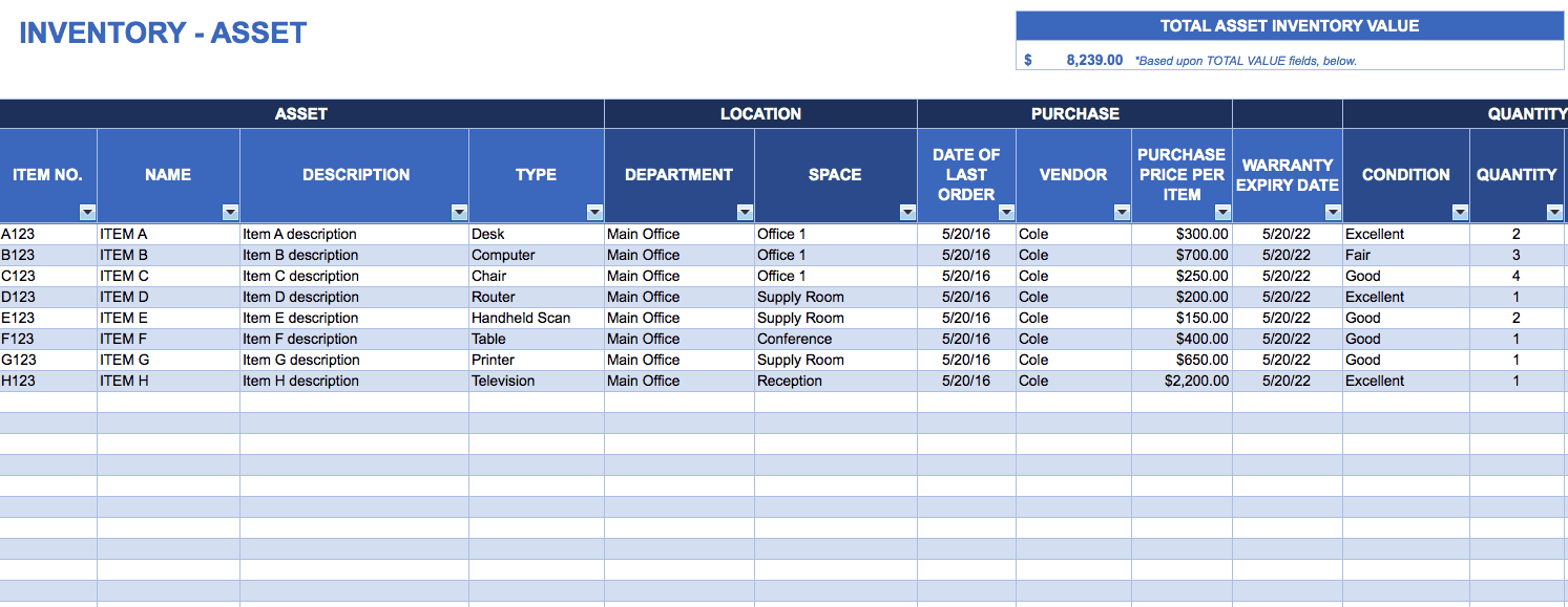 Free Excel Inventory Templates