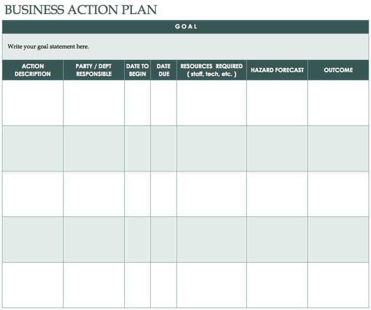 Simple Action Plan Template Excel