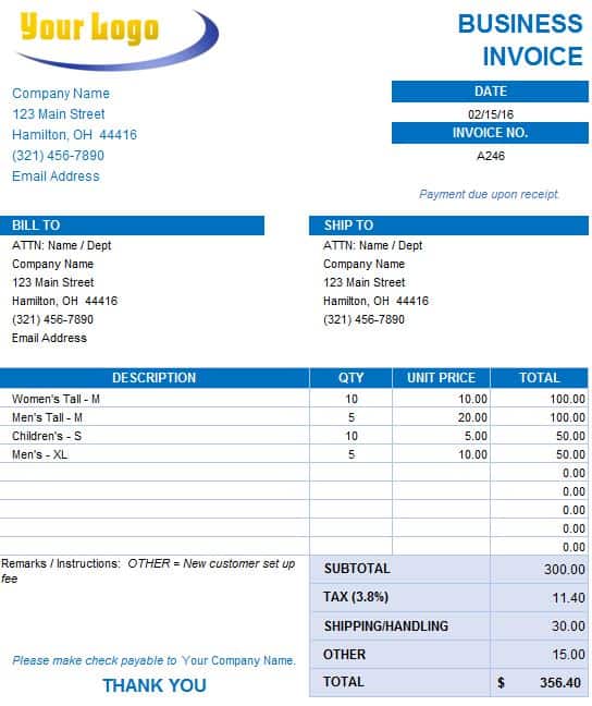 weekly invoice template
 Free Excel Invoice Templates - Smartsheet