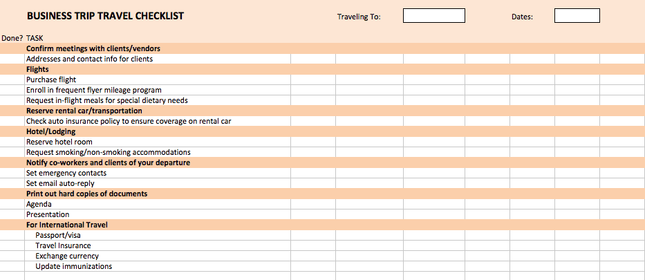 excel check list template