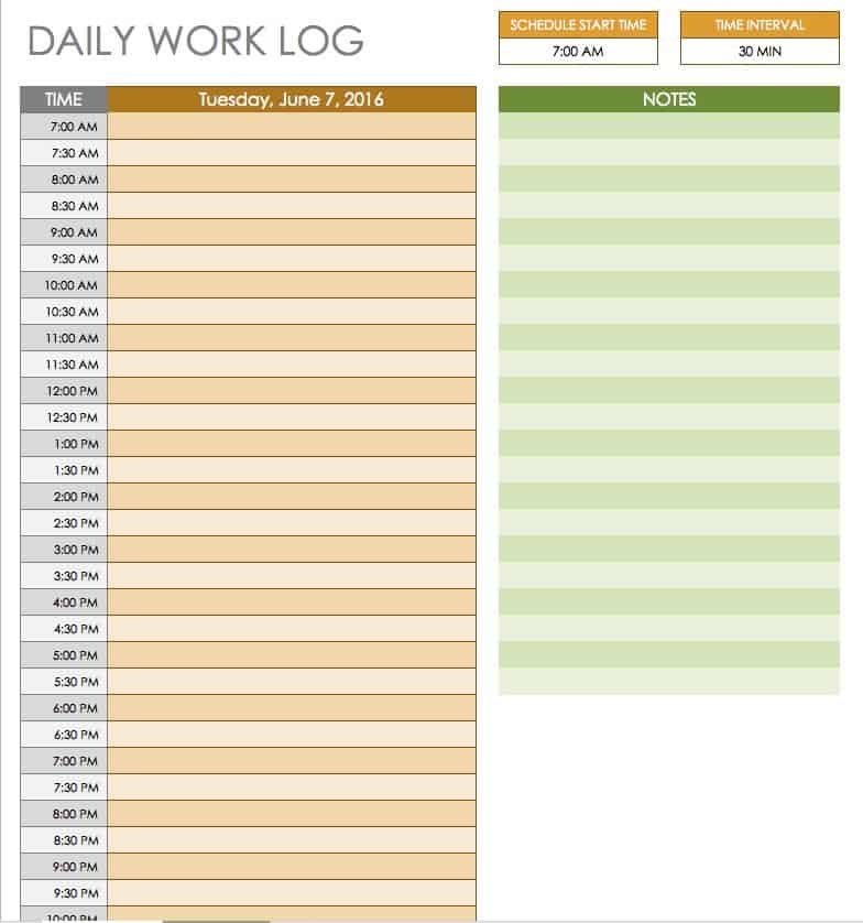 Free Daily Work Schedule Templates Smartsheet