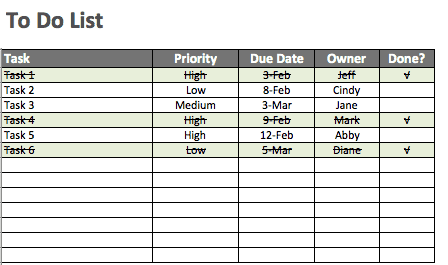 Free To Do List Templates In Excel