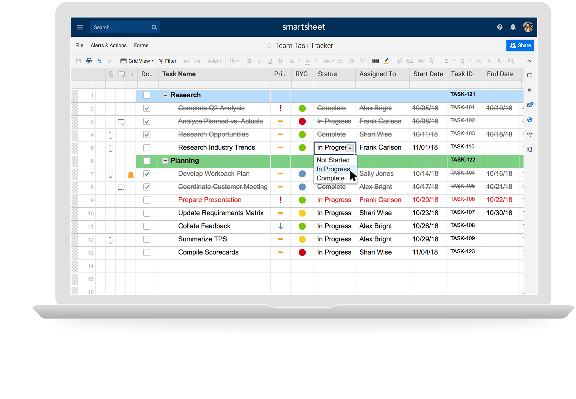 Feature Overview Smartsheet 4515