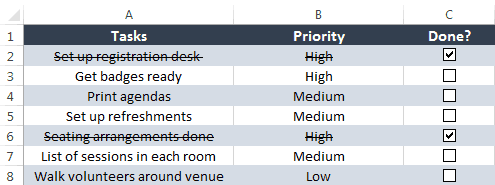 excel template to do list