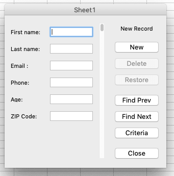 excel forms template