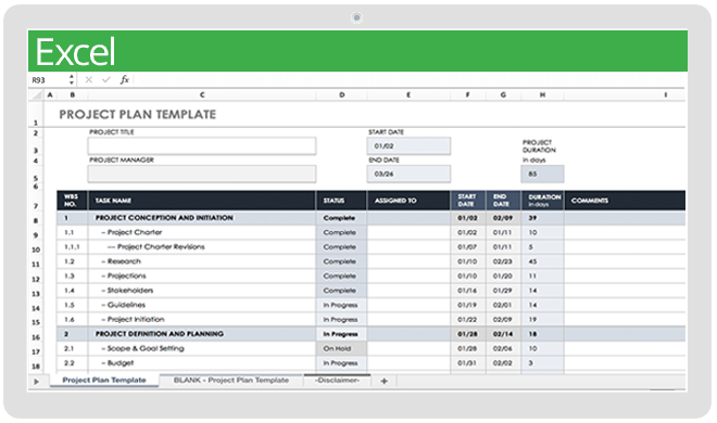 project planner template excel spreadsheet