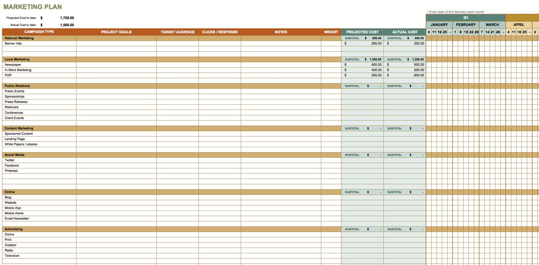 Free Marketing Plan Templates For Excel Smartsheet