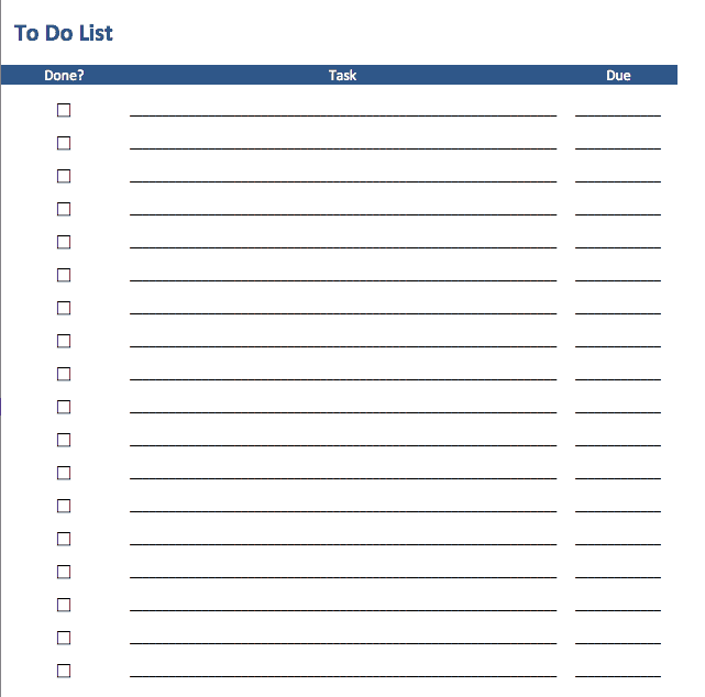 excel template todo list