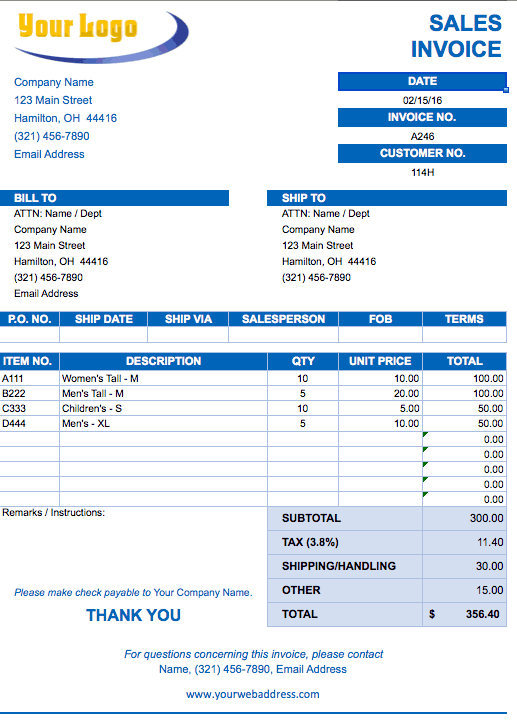 service invoice template excel download free