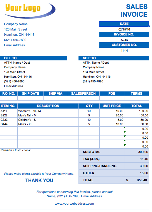 Free Excel Invoice Templates Smartsheet