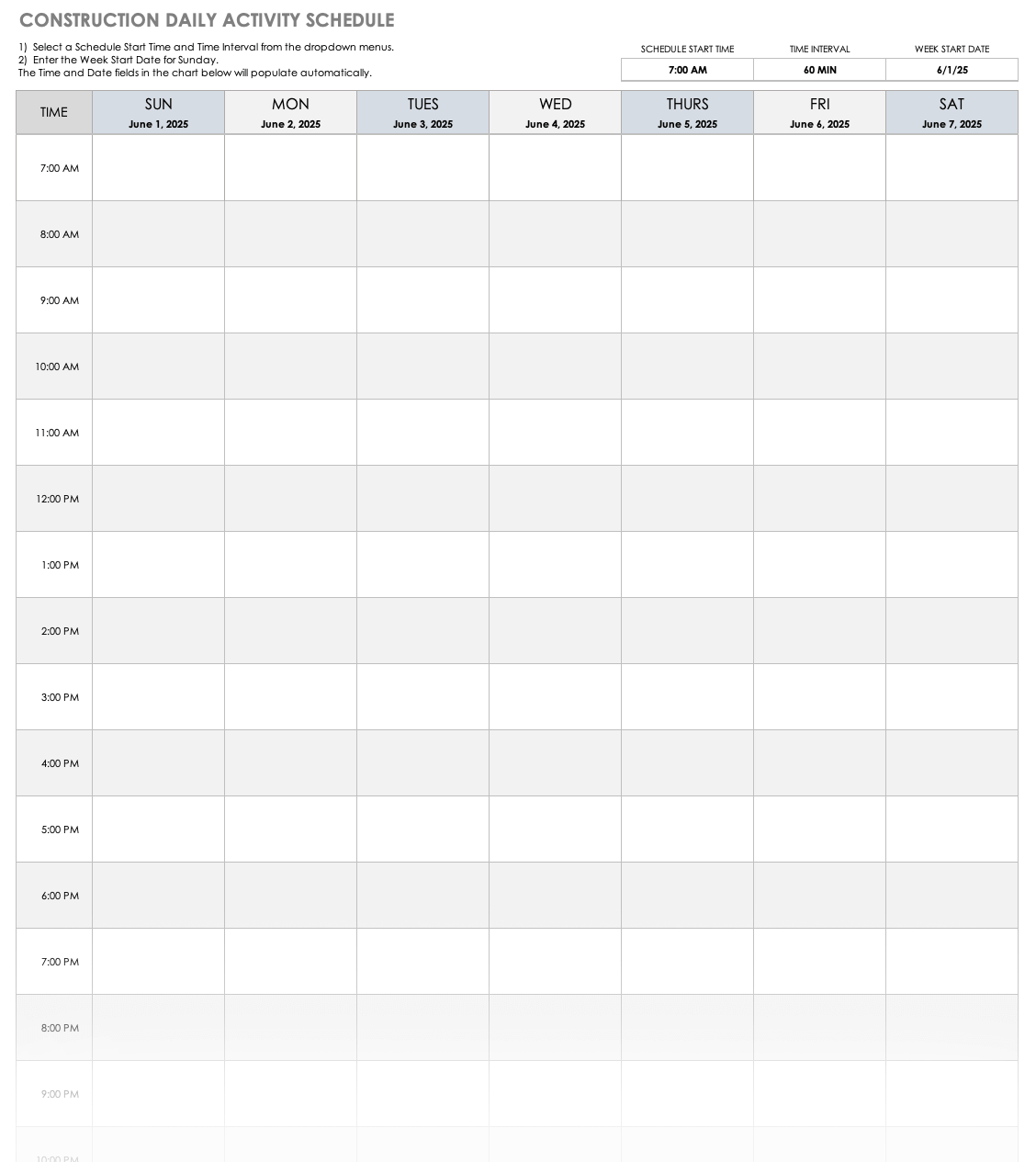 Free Construction Schedule Templates 