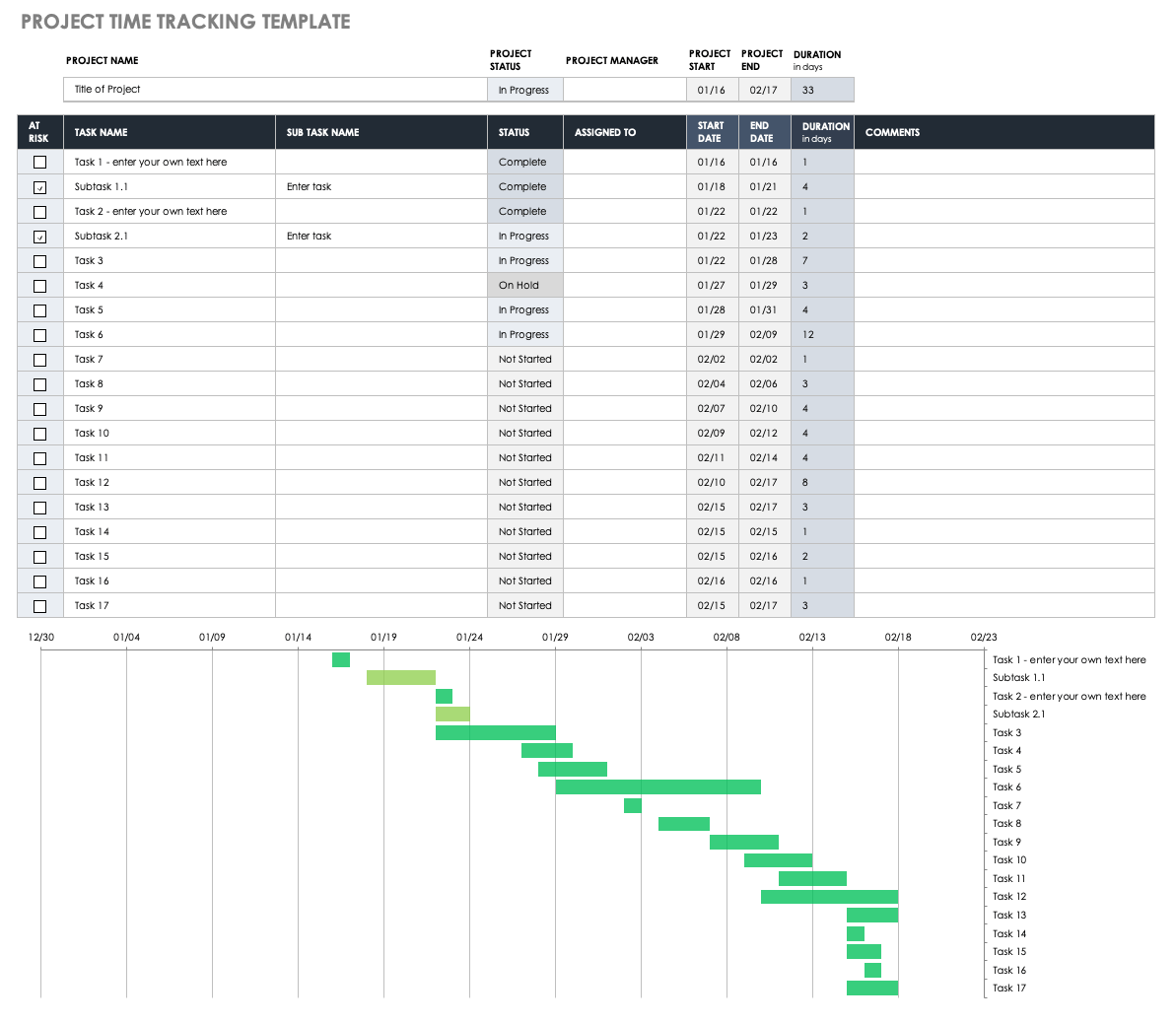 Smartsheet Project Tracking Template