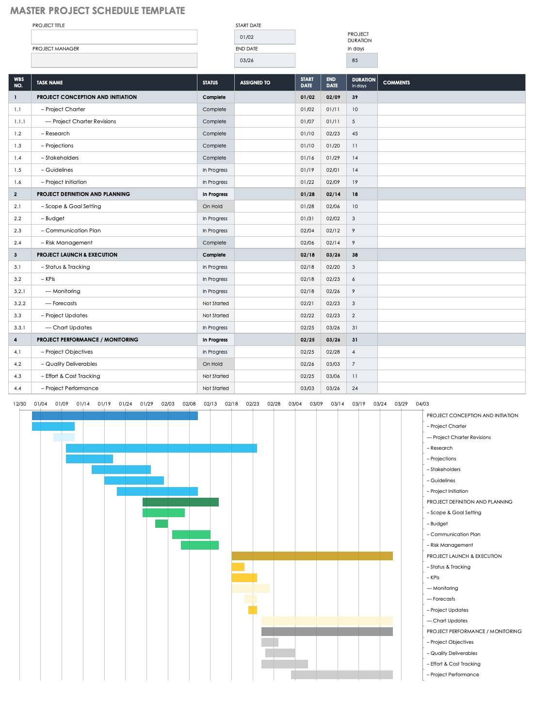 project schedule template microsoft excel