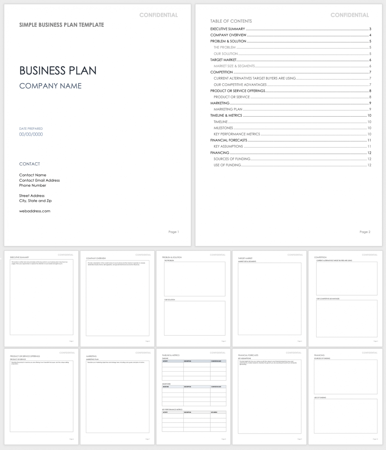 create a business plan free template