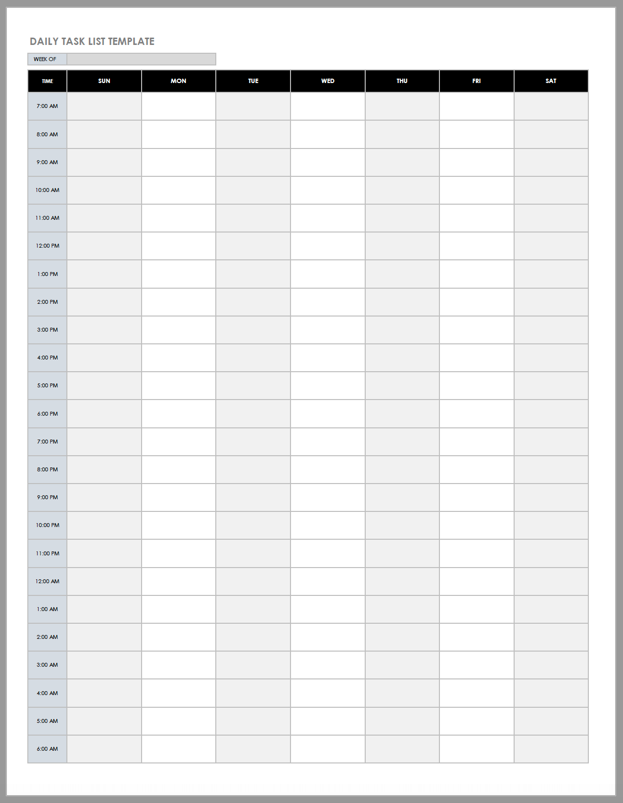 daily work schedule templates for free