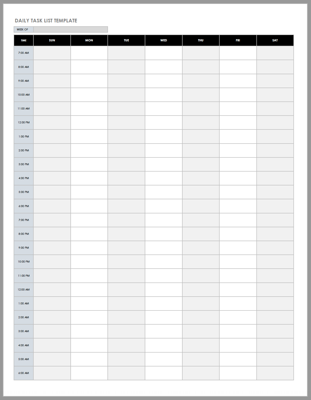 Printable Daily Task List