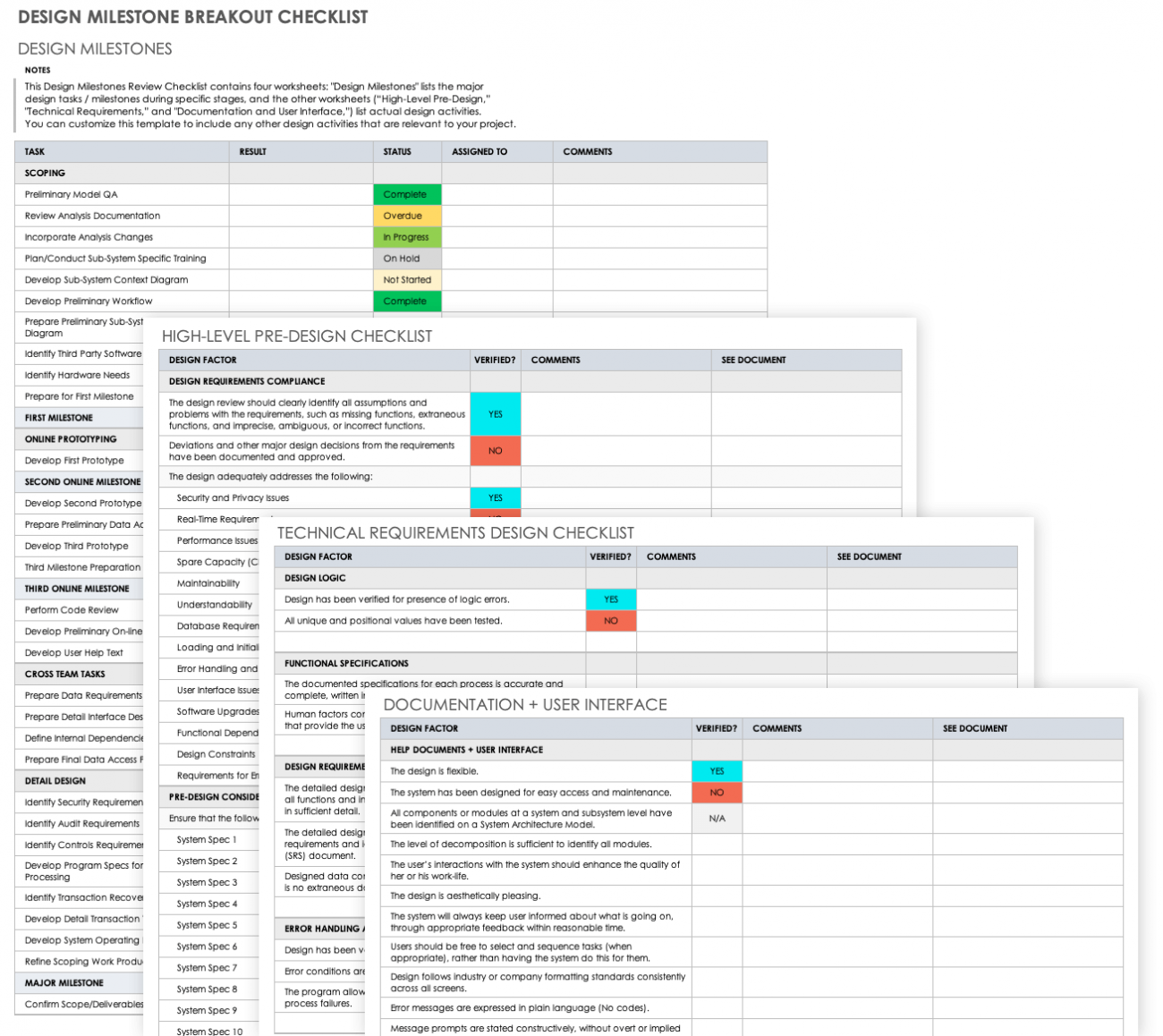 Free Design Review Checklists Smartsheet