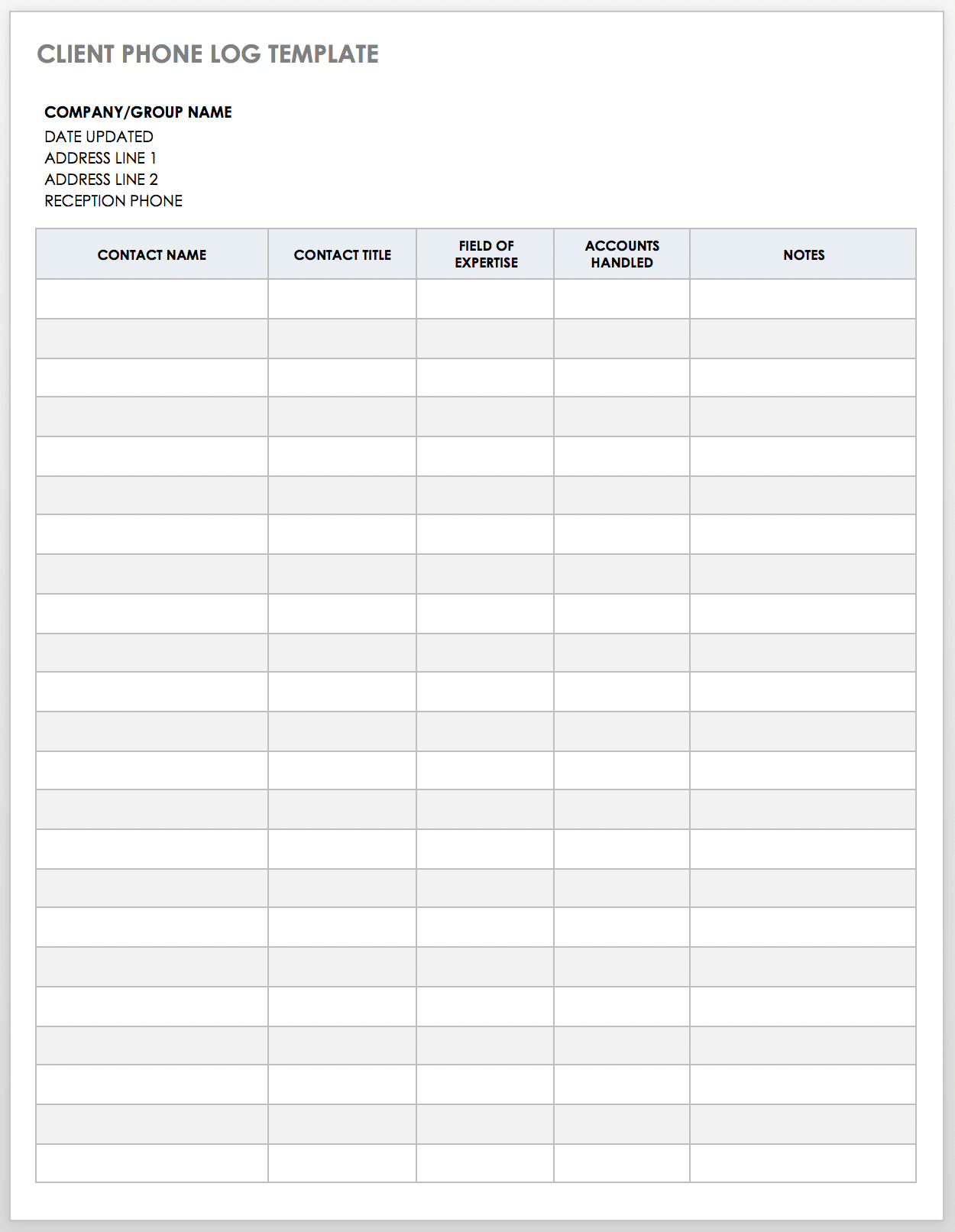 Free Client Call Log Templates | Smartsheet