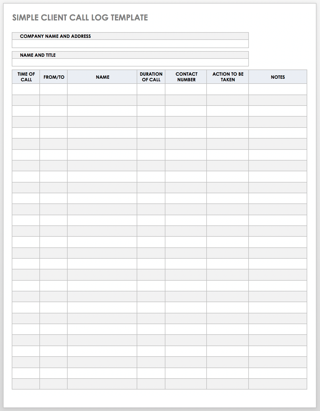 12 Call Log Templates Sample Word Excel Templates
