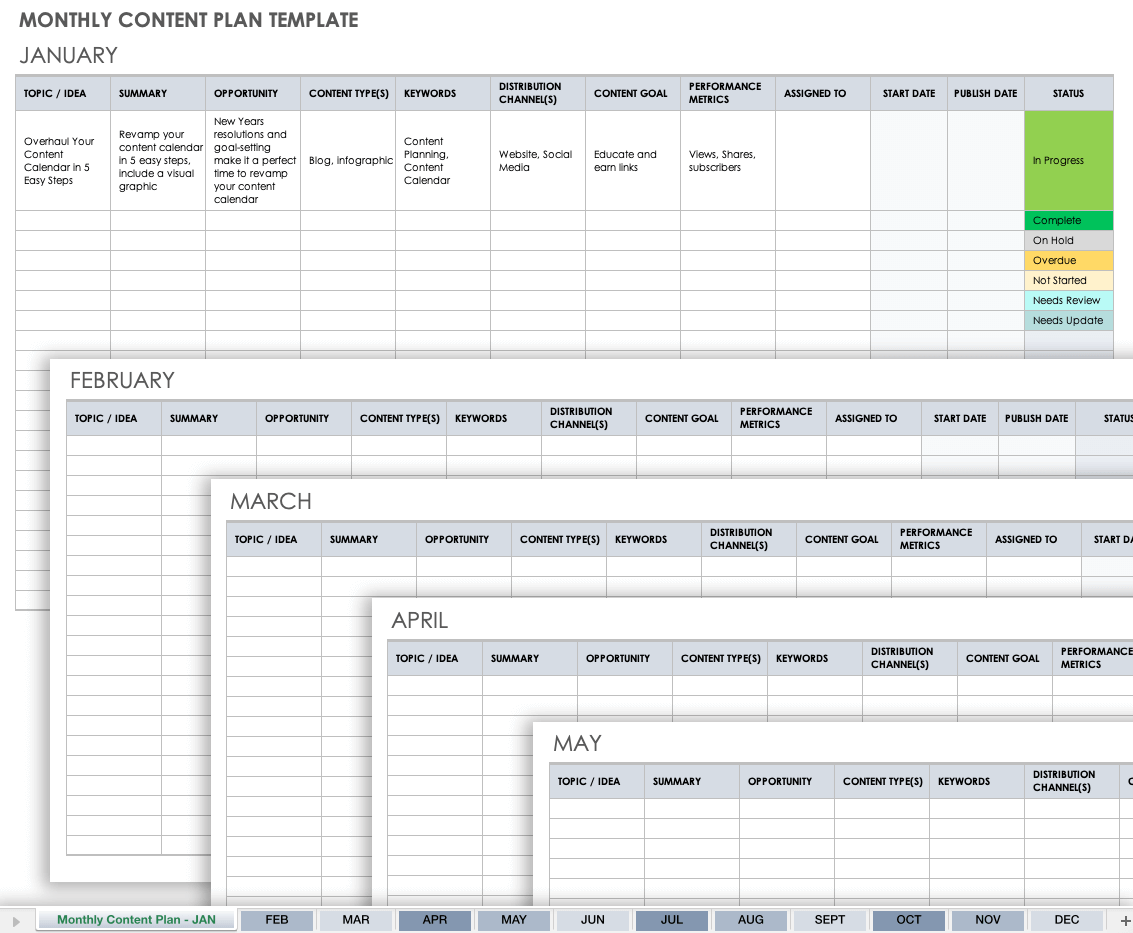 10 Free Content Plan Templates Smartsheet