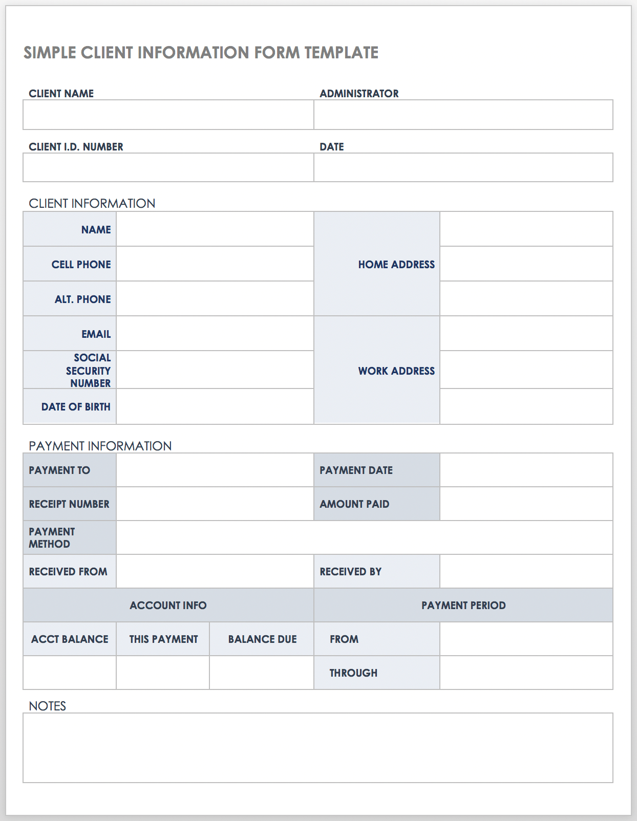 Free Client Information Forms & Templates | Smartsheet