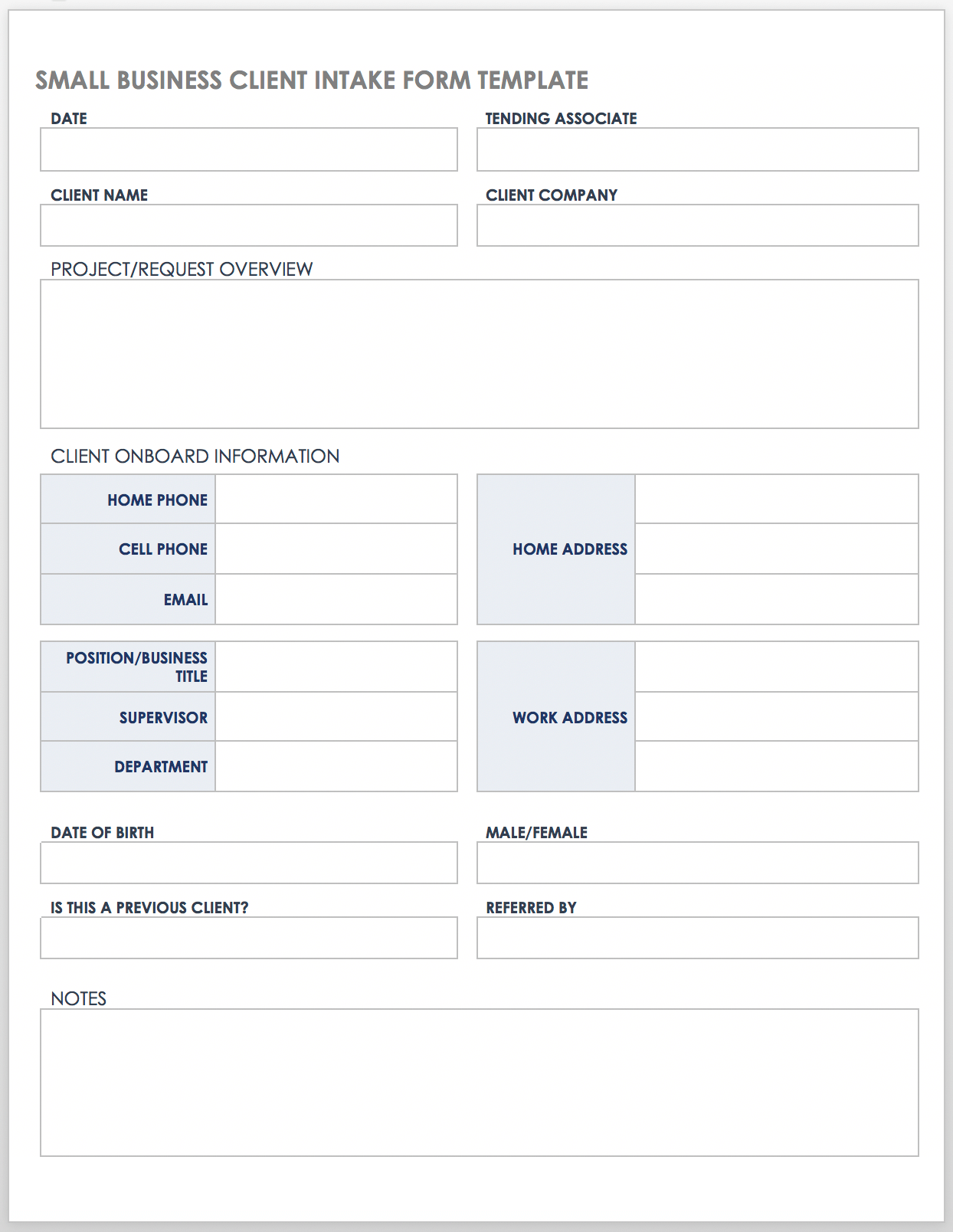 Free Client Information Forms And Templates Smartsheet | Images And ...