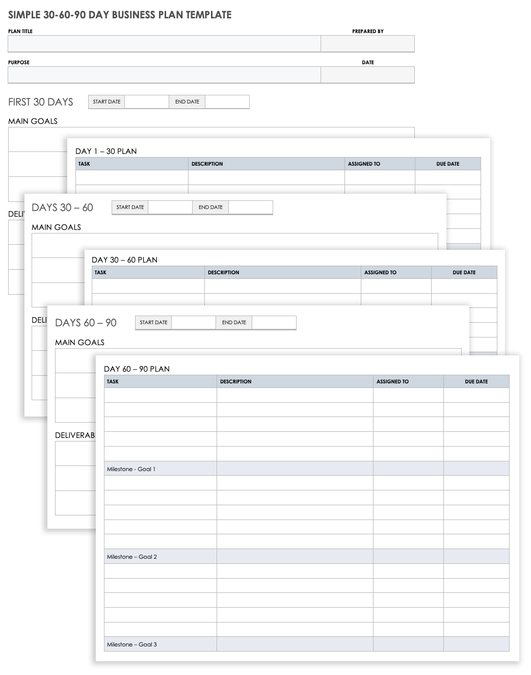 Printable Free 30 60 90 Day Plan Template Excel Free Printable Templates