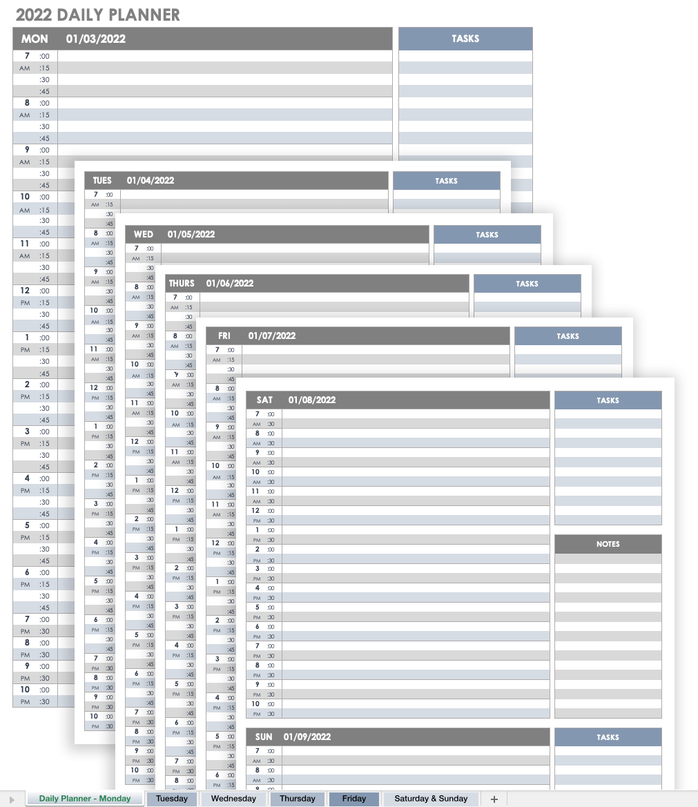 Free Printable Daily Calendar Templates | Smartsheet