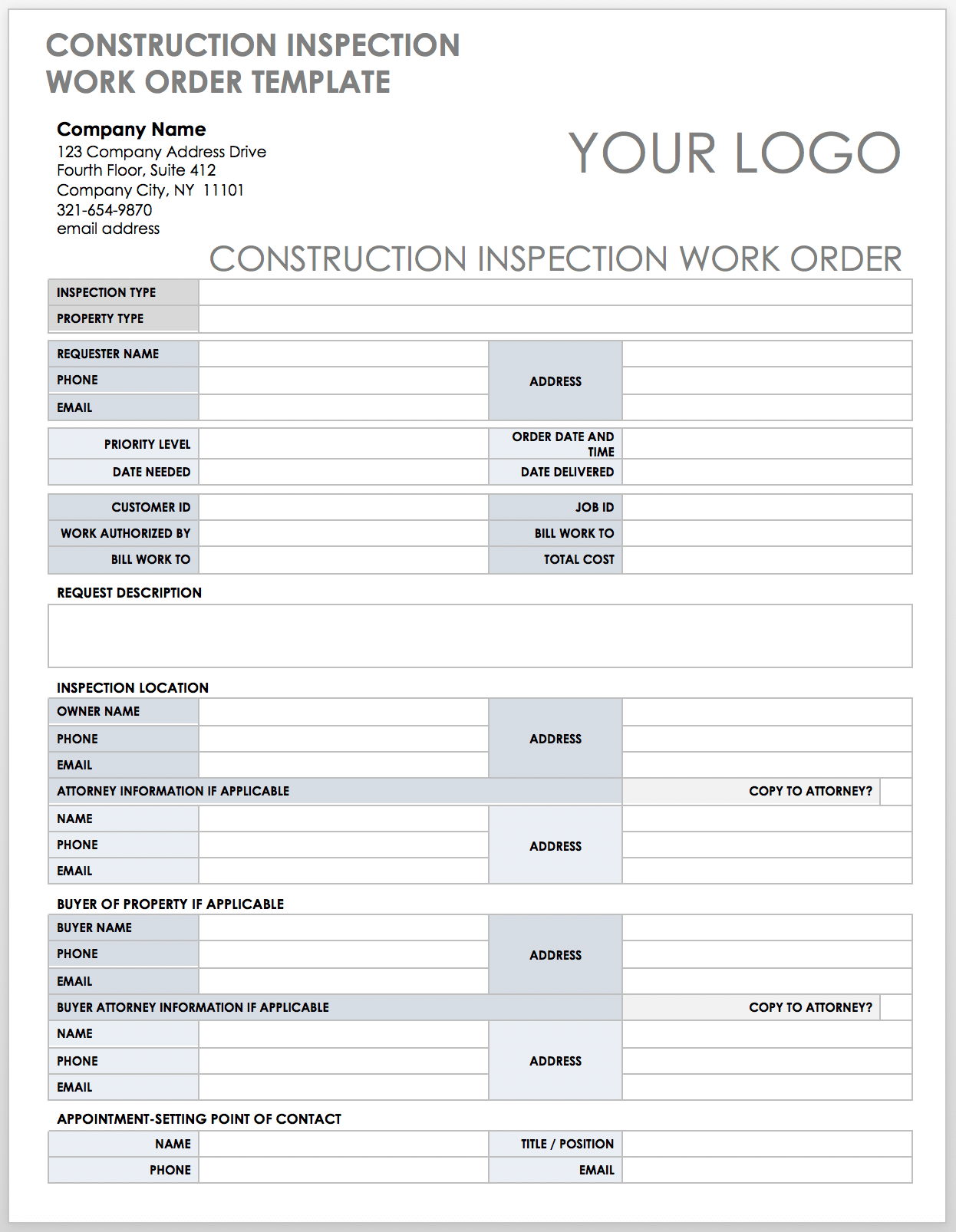 Free Construction Work Order Templates & Forms | Smartsheet