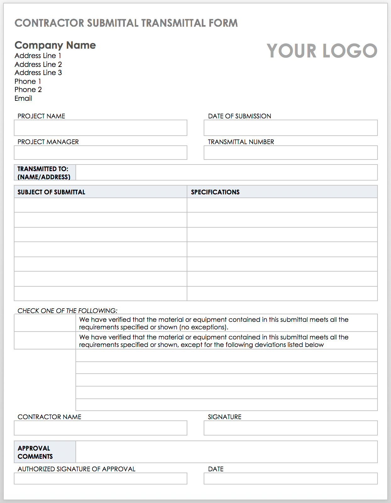 Free Construction Submittal Templates | Smartsheet