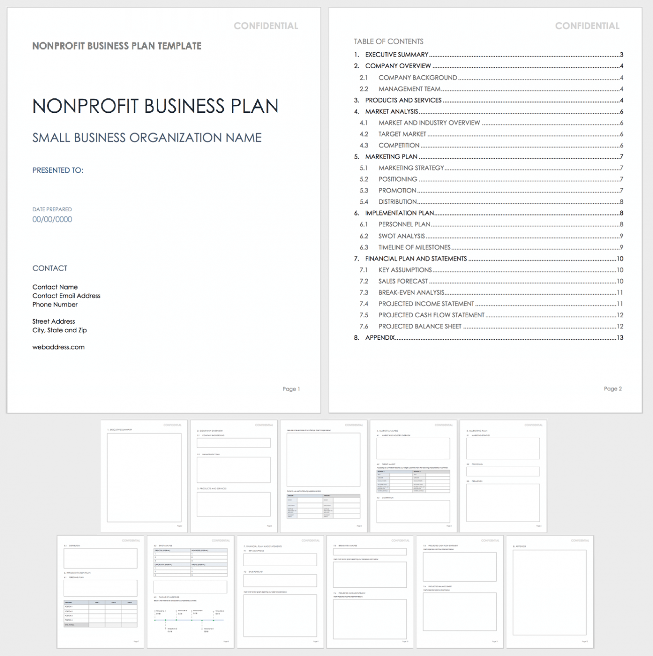 free business plan template for nonprofit organization