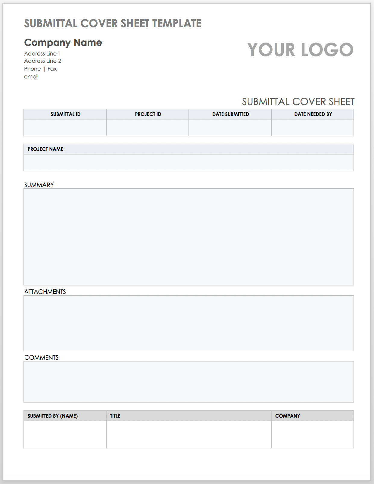 Free Construction Submittal Form Template Printable Templates