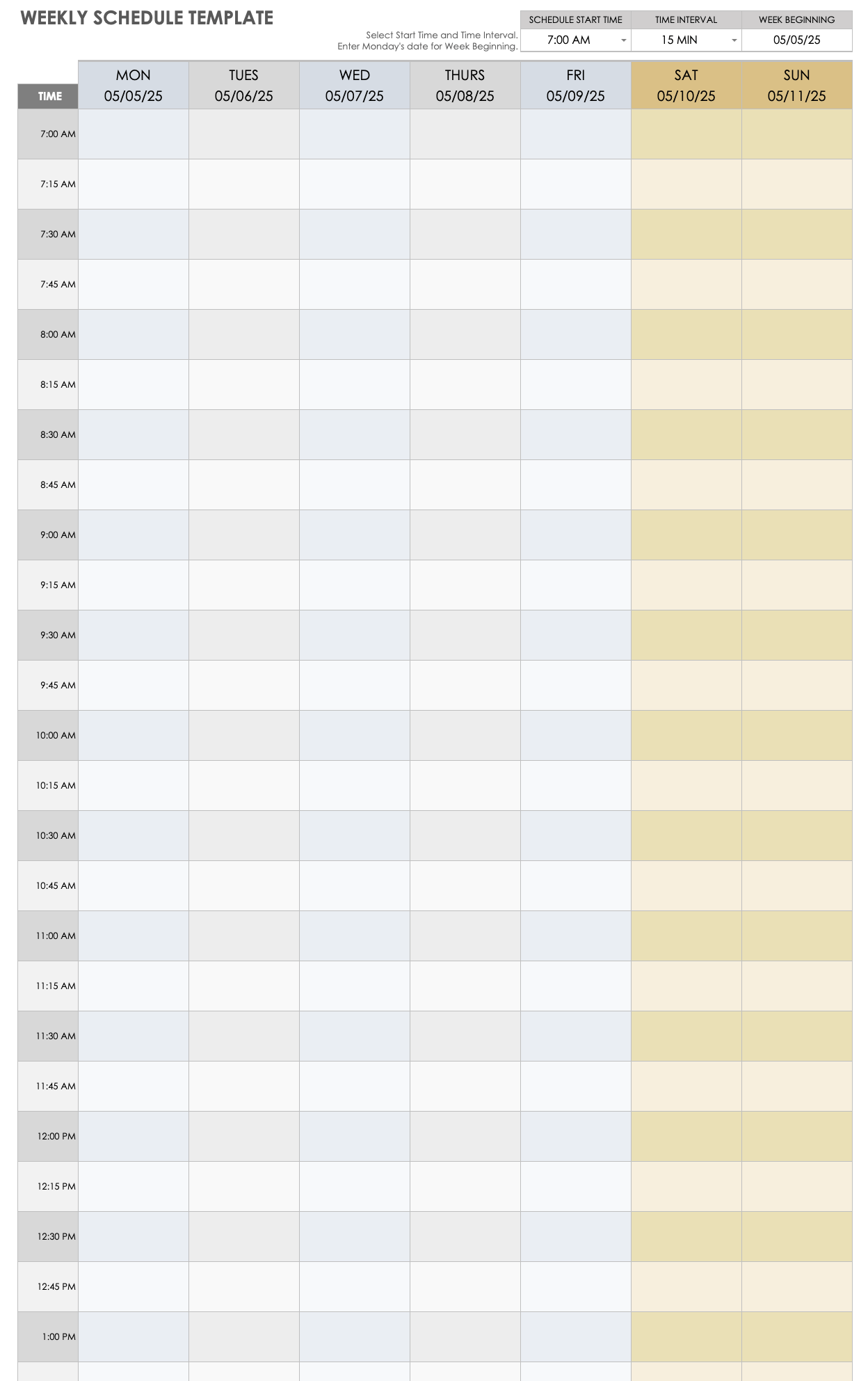 Master Schedule Template Google Sheets