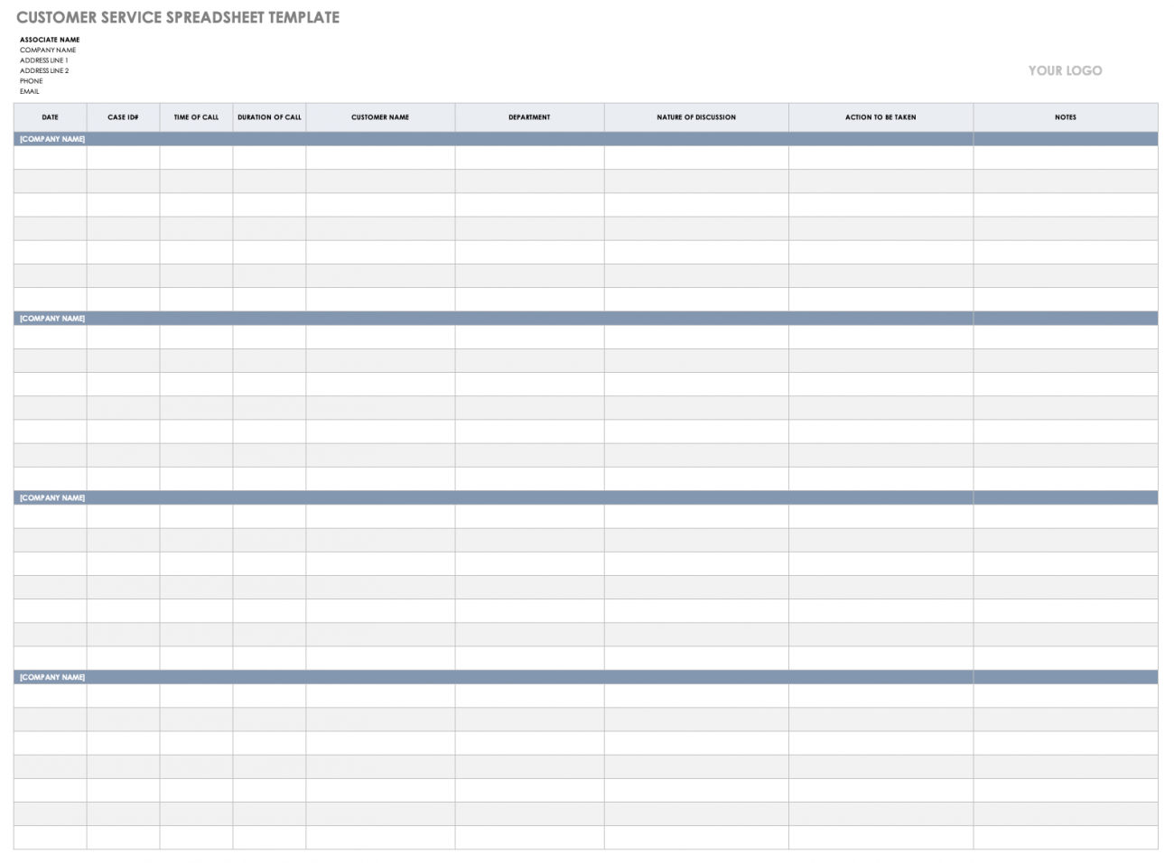 Free Call Tracking Templates | Smartsheet