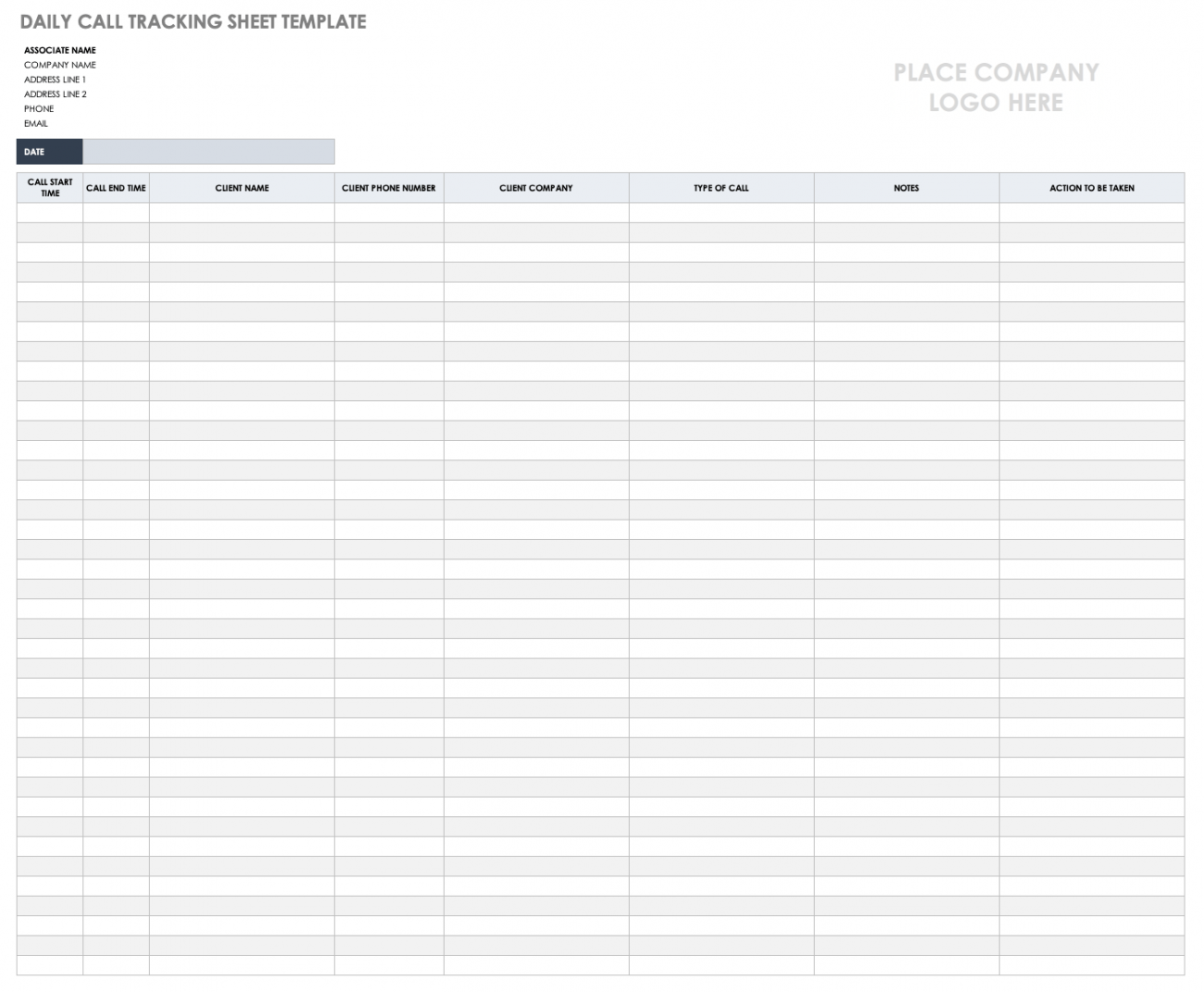 Free Call Tracking Templates | Smartsheet