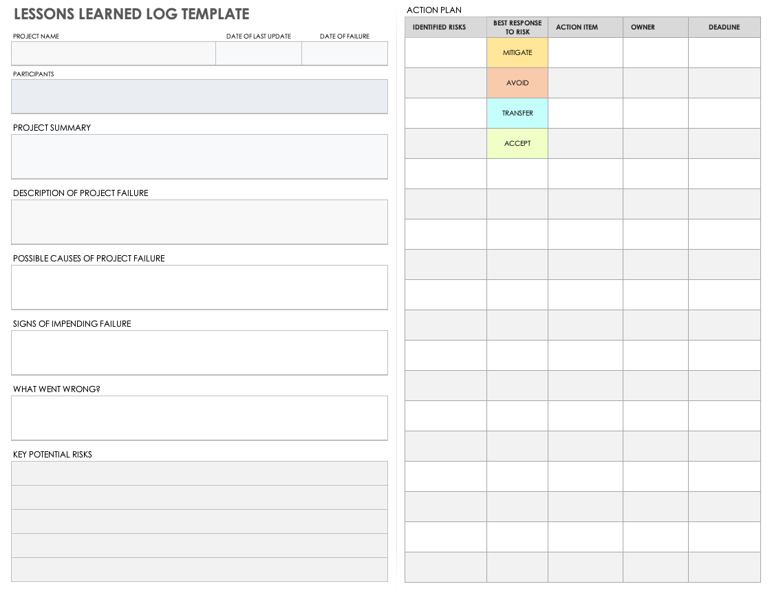  Project Management Lessons Learned Template Free Printable Templates