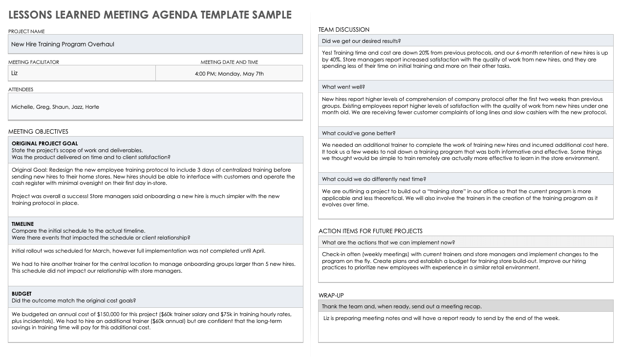 How To Run A Lessons Learned Meeting | Smartsheet