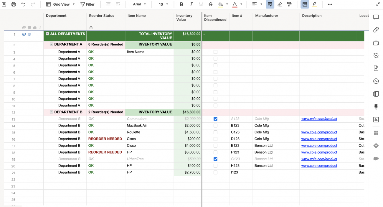 Inventory Stock Control Template | Smartsheet