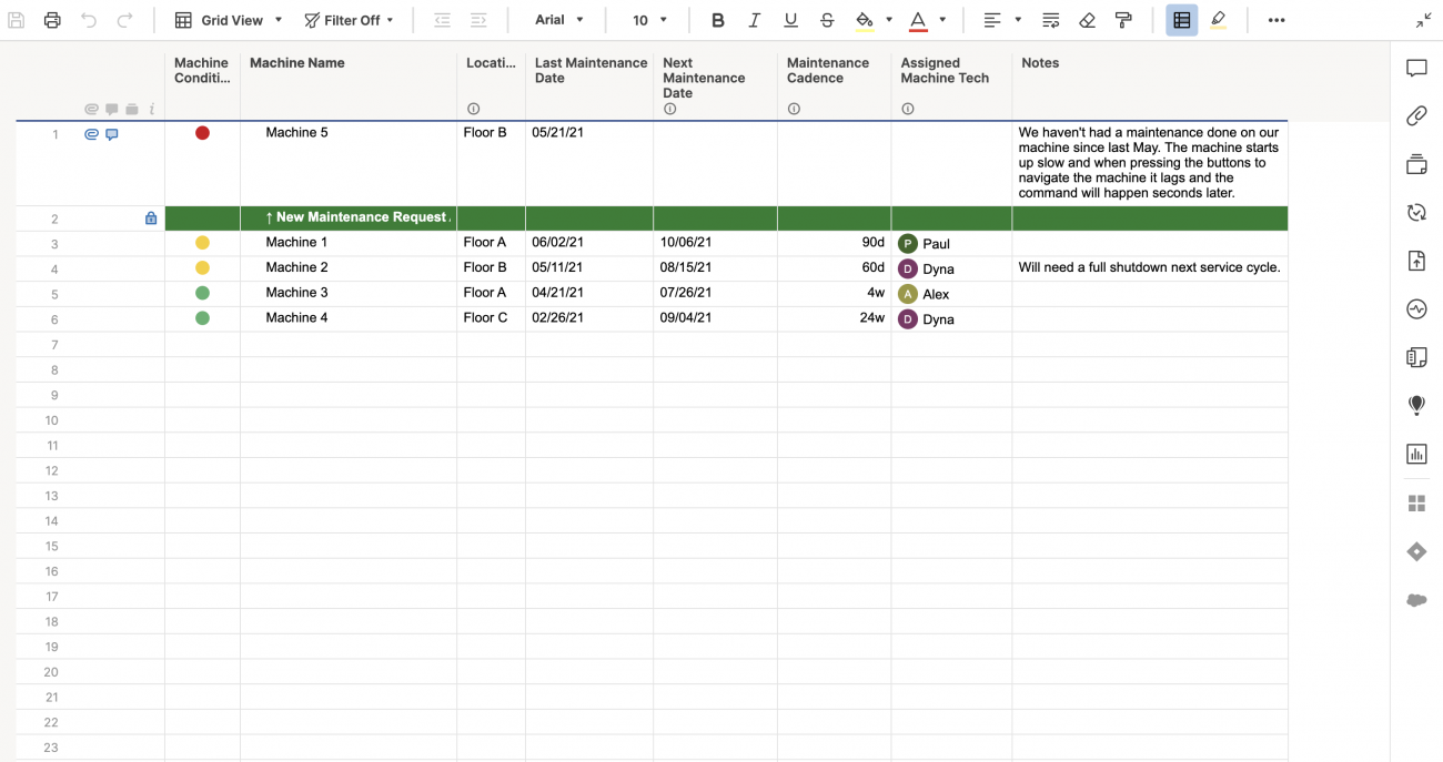 Machine Maintenance Schedule Template | Smartsheet