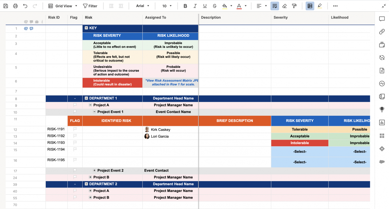 Risk Assessment Matrix Template | Smartsheet