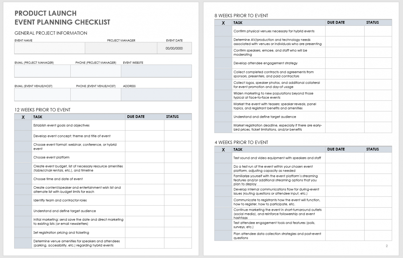 Free Product Launch Checklist Templates Smartsheet
