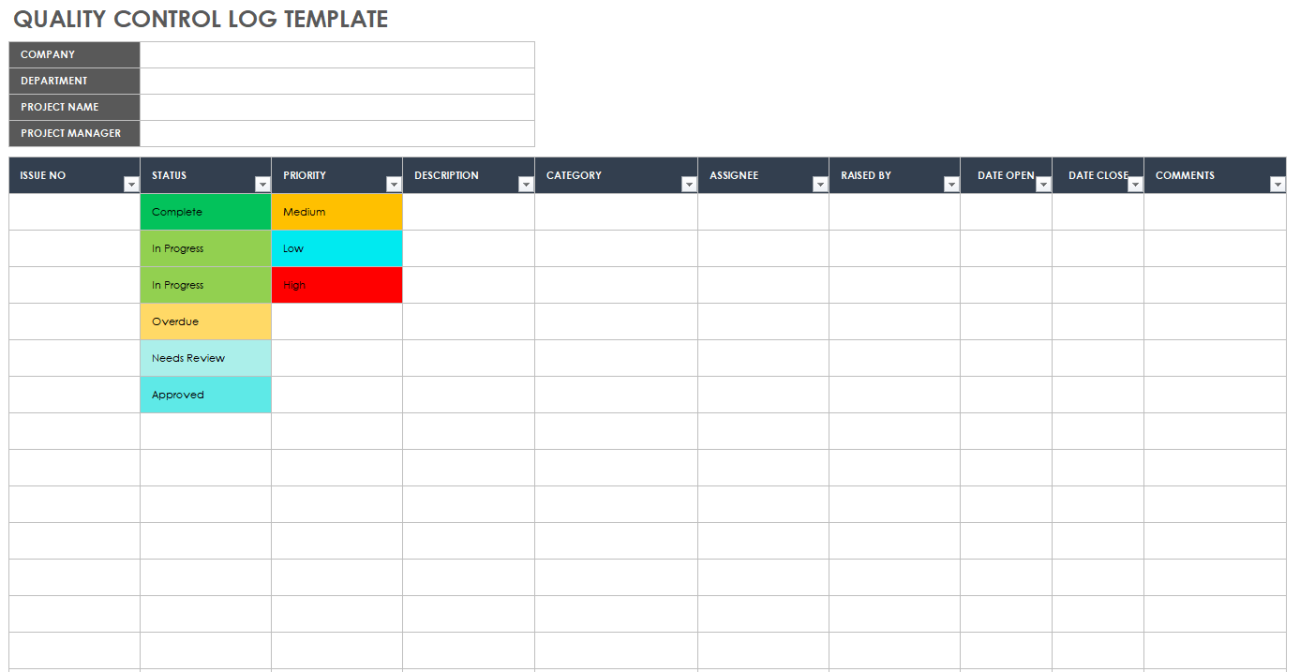 Free Quality Control Templates | Smartsheet