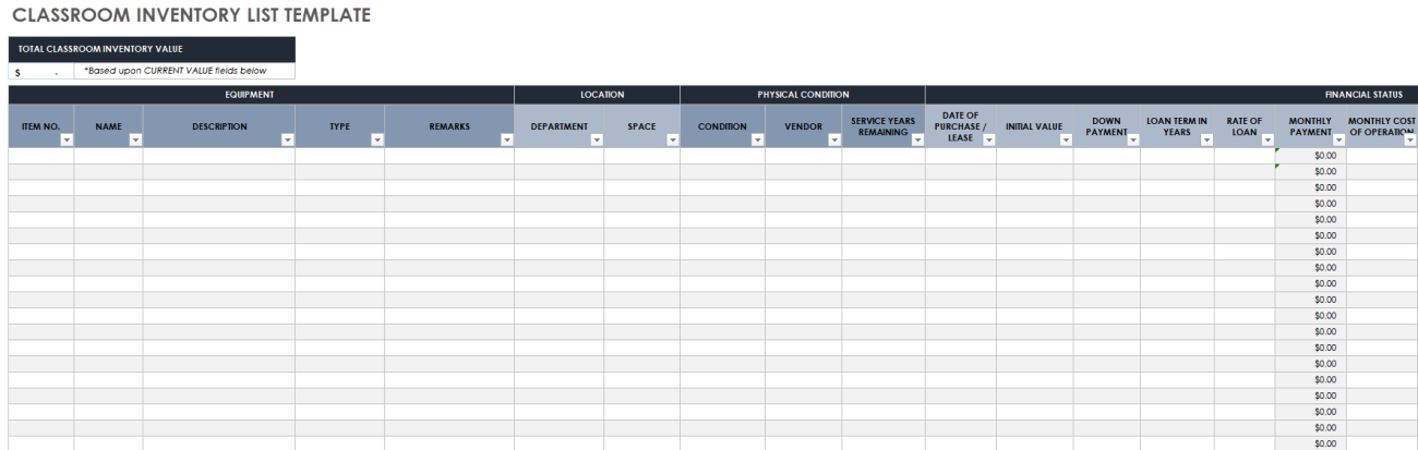 Free Inventory List Templates | Smartsheet