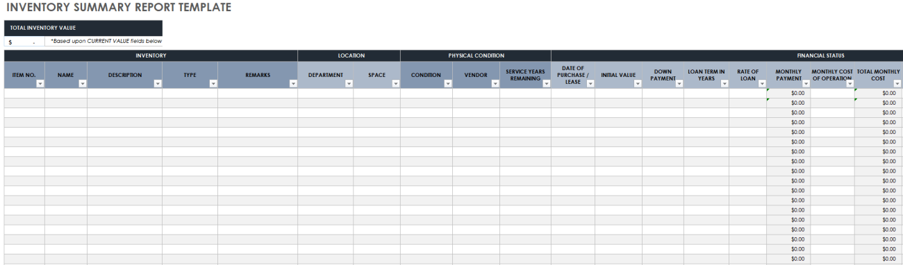 Download Free Inventory Report Templates | Smartsheet