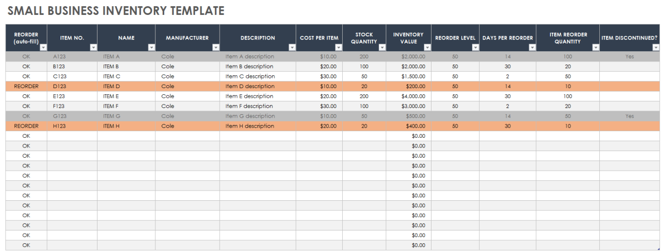 Free Small Business Inventory Templates | Smartsheet