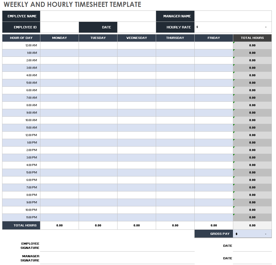 Free Weekly Timesheet and Time Card Templates | Smartsheet