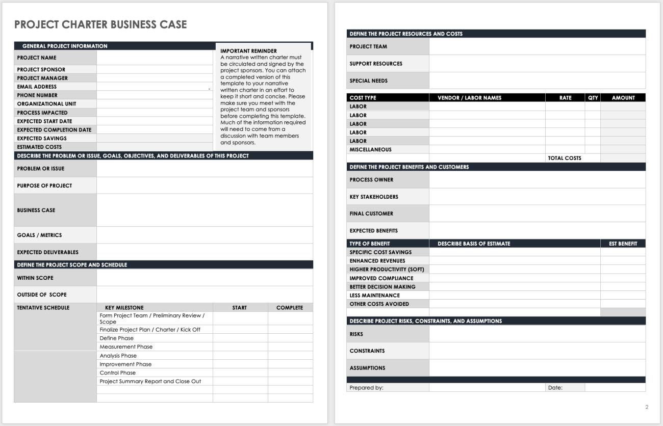 6 Free Project Charter Templates With Expert Tips Smartsheet 9683