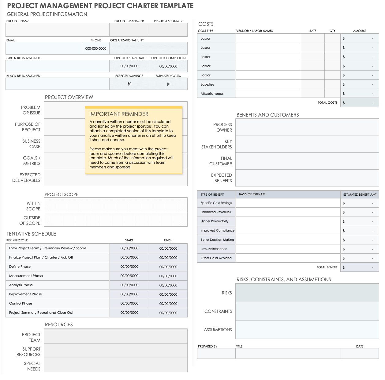 Free Project Charter Templates | Smartsheet